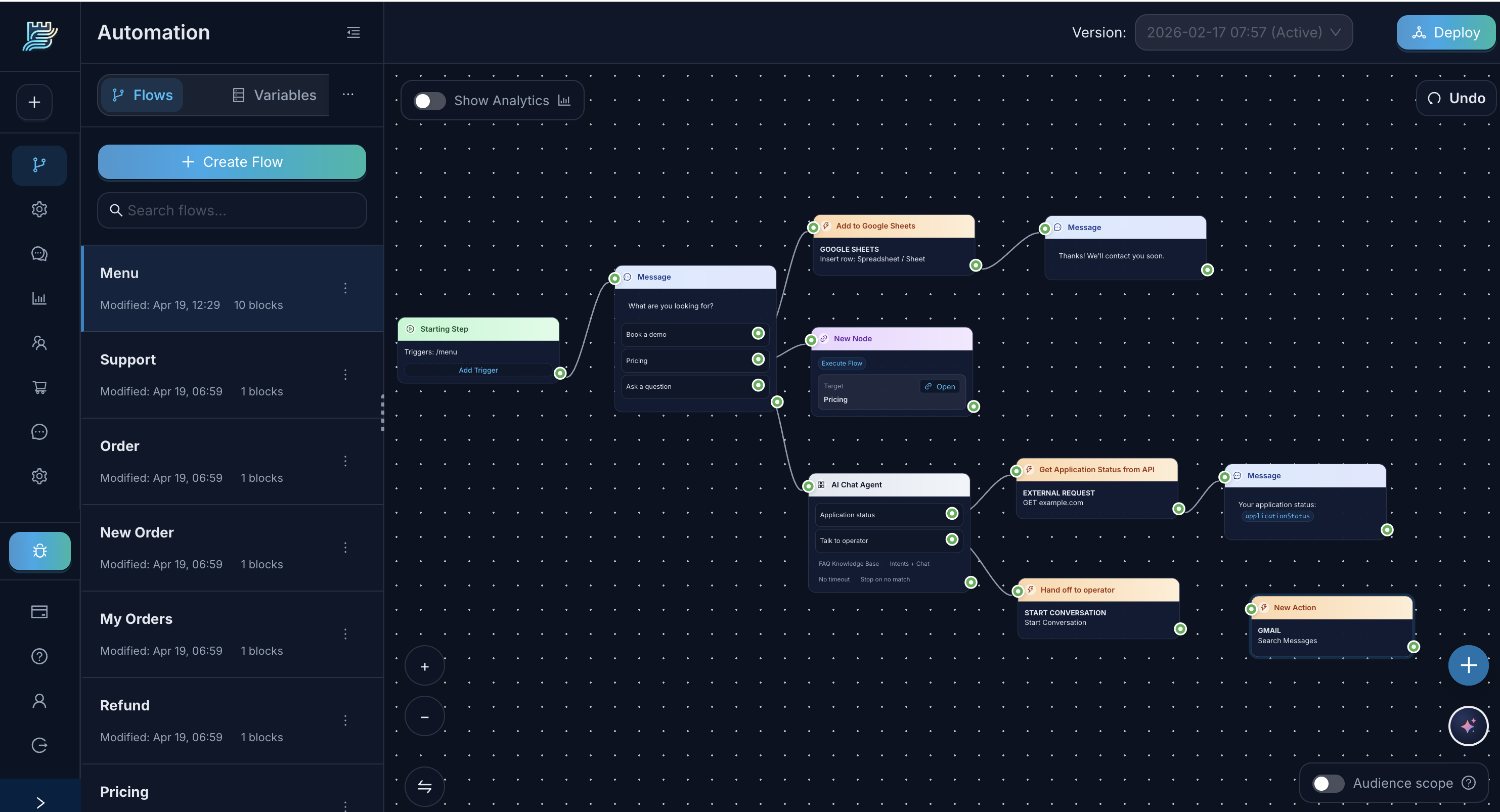 Flow Builder AI routing flow screenshot