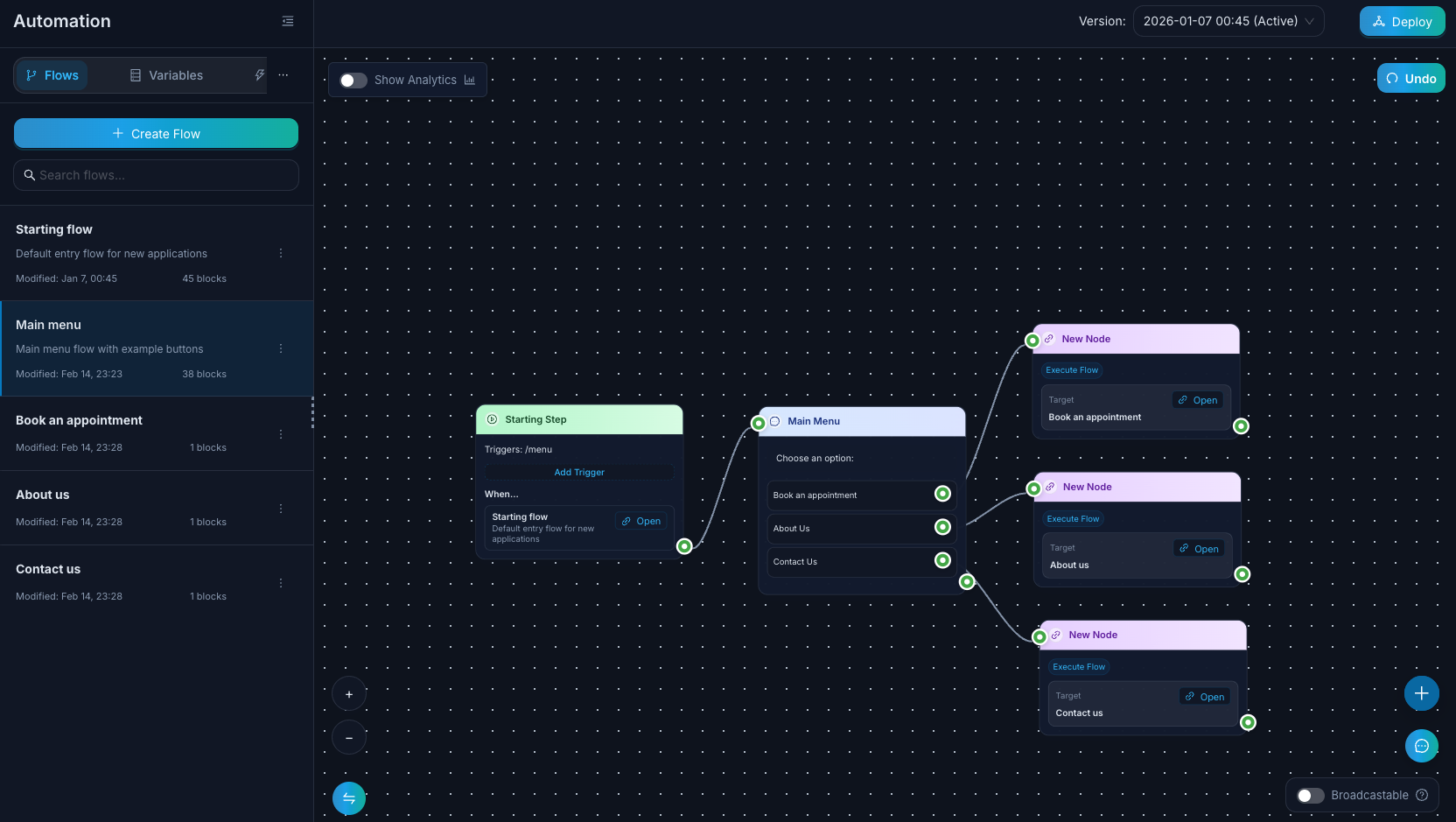 Flow Builder — Main Editor